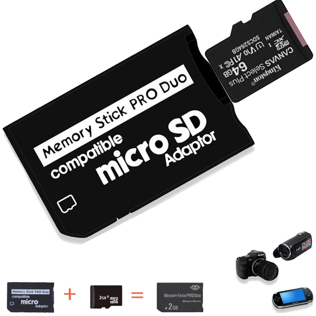 Adaptador De Memoria Micro SD a Memory Stick PRO DUO P/ PSP - Demy